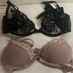 Victoria's Secret Black and Pink Lace Bras